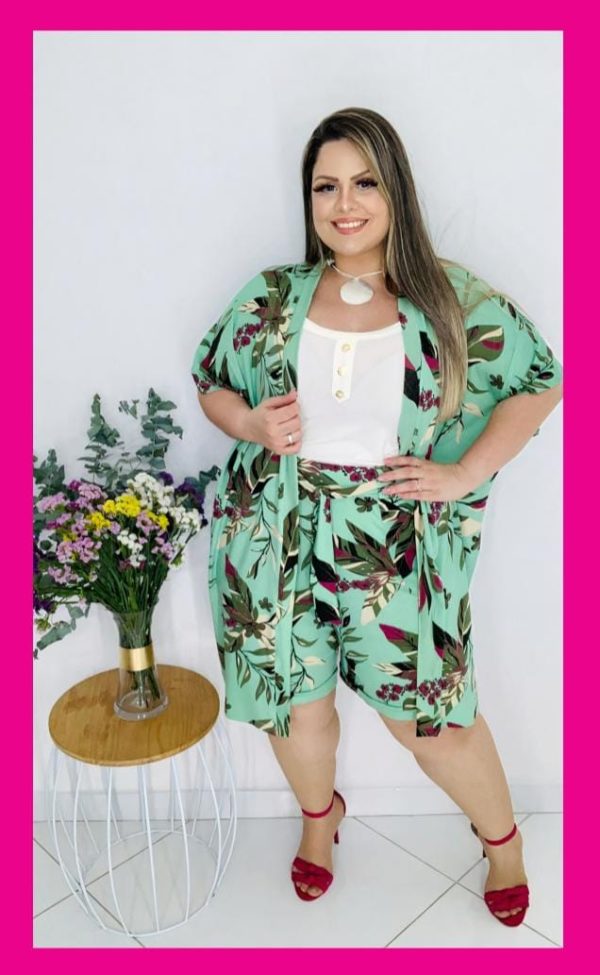 CONJUNTO DE KIMONO PLUS SIZE VISCOLYCRA RADIOSA