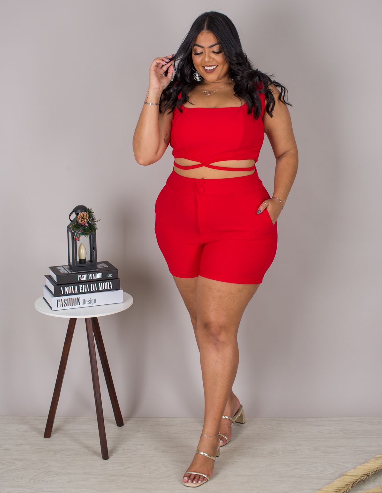 CONJUNTO PLUS SIZE EM SUPLEX VERMELHO