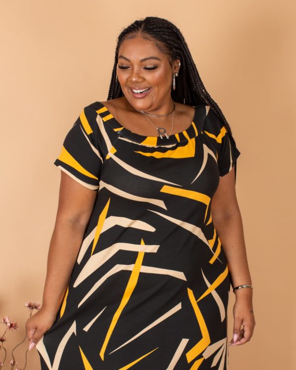 VESTIDO LONGO PLUS SIZE PRETO ESTAMPADO - Image 2