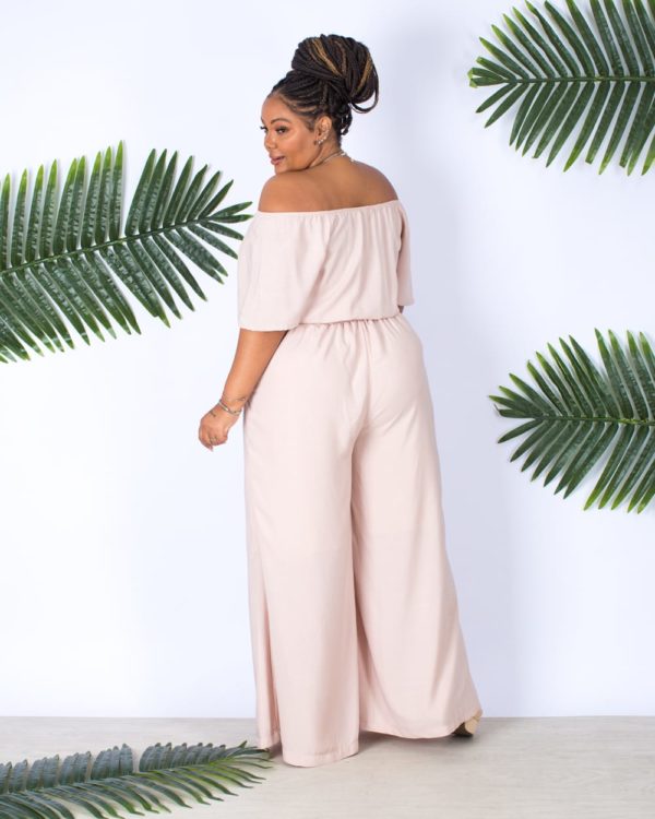 Conjunto Plus Size Cropped e Calça Pantalona Rosê - Imagem 3
