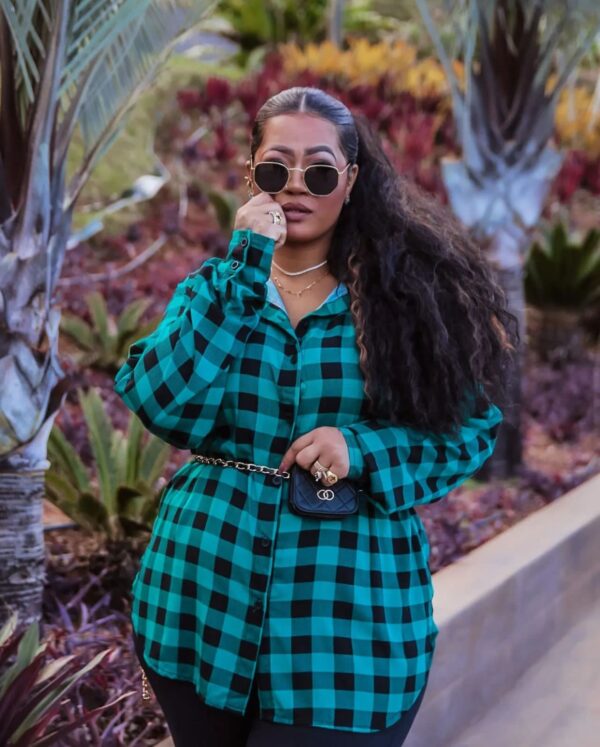 Camisa Xadrez Plus Size De Botões C/ Manga Longa Verde. - Image 3