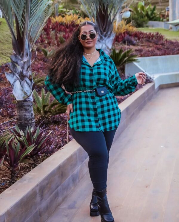 Camisa Xadrez Plus Size De Botões C/ Manga Longa Verde.