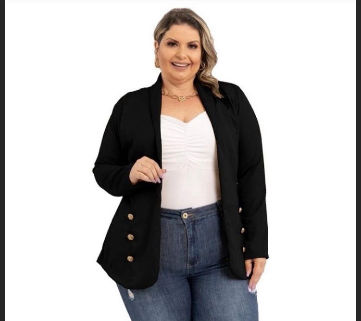 Max Blazer Preto Plus Size Alfaiataria