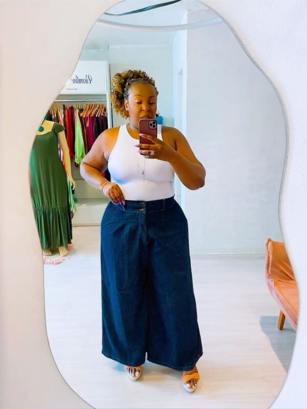 Calça Pantalona Jeans Leve