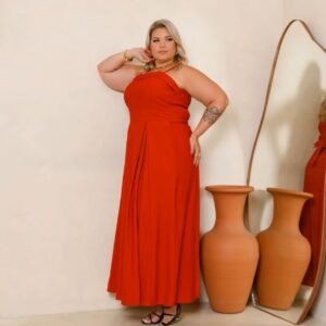 Vestido Elegance em Tecido Sensorial com Alça ajustável e Bojo