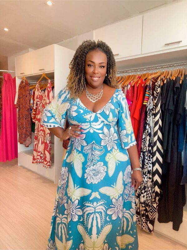 Vestido Longo Manga Flare Forrado em Sensorial Premium - Image 2